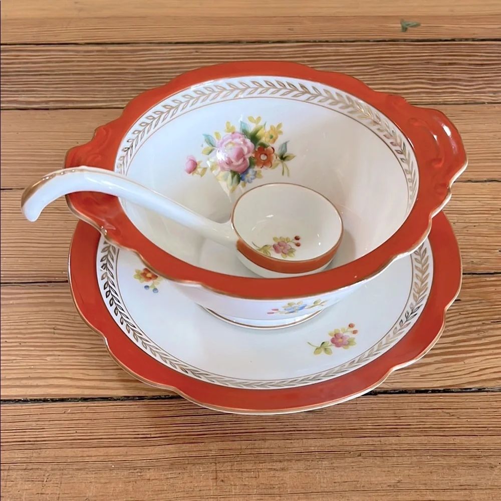 Noritake Orange and White Floral Serveware Set